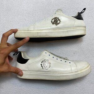 Cavalli Class By Roberto Cavalli Logo Plaque White Leather Sneakers Men's 13